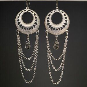 Tourmalinated Quartz Boho Chain Earrings